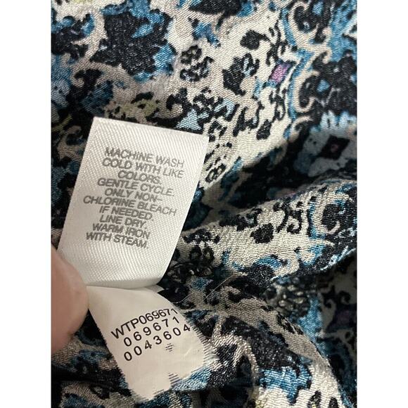 J.Jill Womens Damask Blue Print Long Sleeve Bouse Size XL - Picture 8 of 8